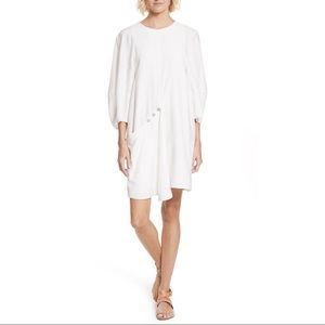 TIBI asymmetrical flap front dress white